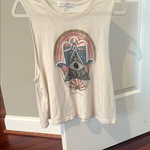 Spiritual Gangster Graphic Sleeveless Top in Cream
